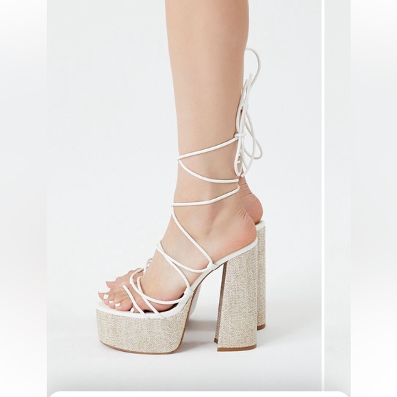 Forever 21 Never Worn Lace-Up Platform Block Heels - Picture 2 of 2